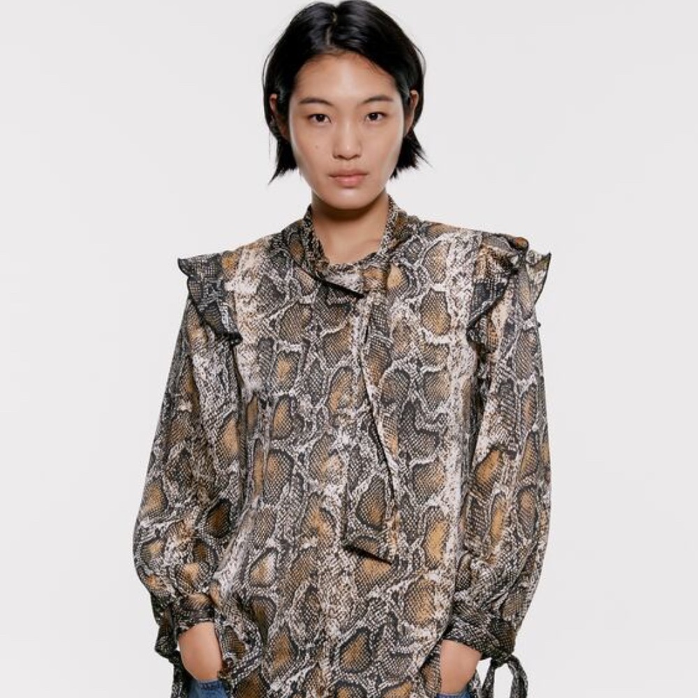 Zara snake print blouse XS